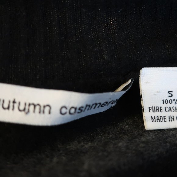 AUTUMN CASHMERE BLACK GREY STRIPED SWEATER SZ S * - Picture 6 of 6